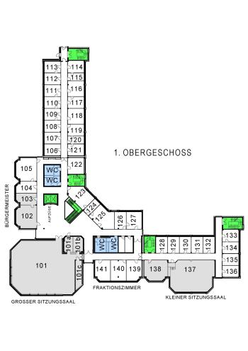 Rathaus Geschossplan 1. Obergeschoss